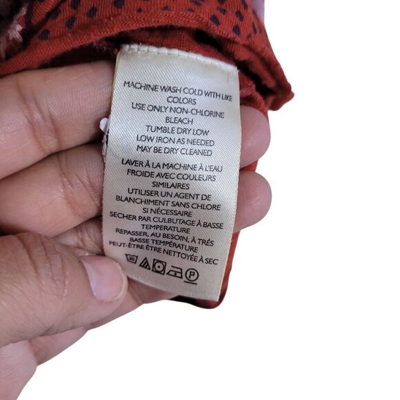 Free People Red & Pink Floral Print Womens Top M Boho Hippie Cottagcore - Picture 5 of 7